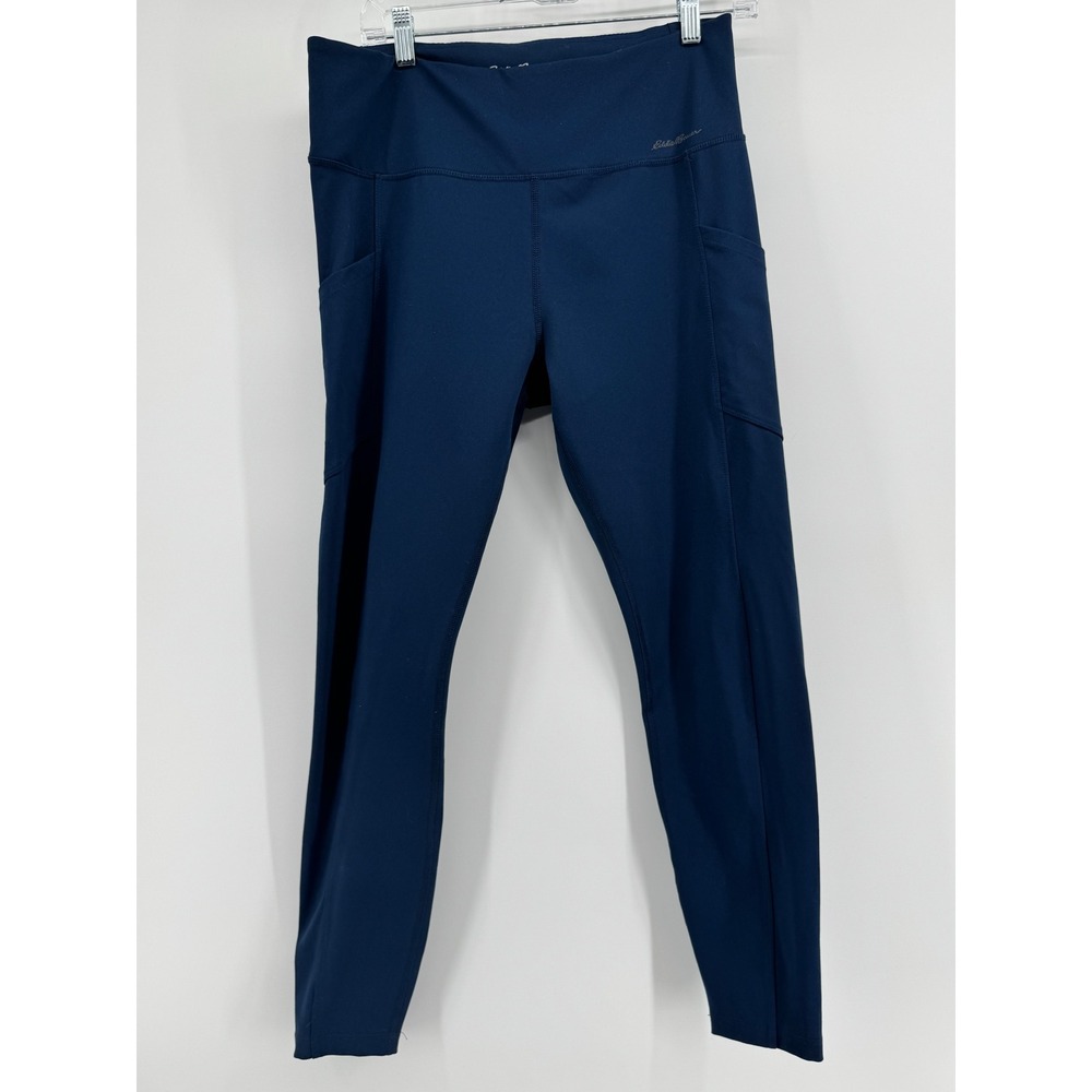 Eddie Bauer Womens Trail Tight Leggings Navy Blue High Rise Side Pockets Large